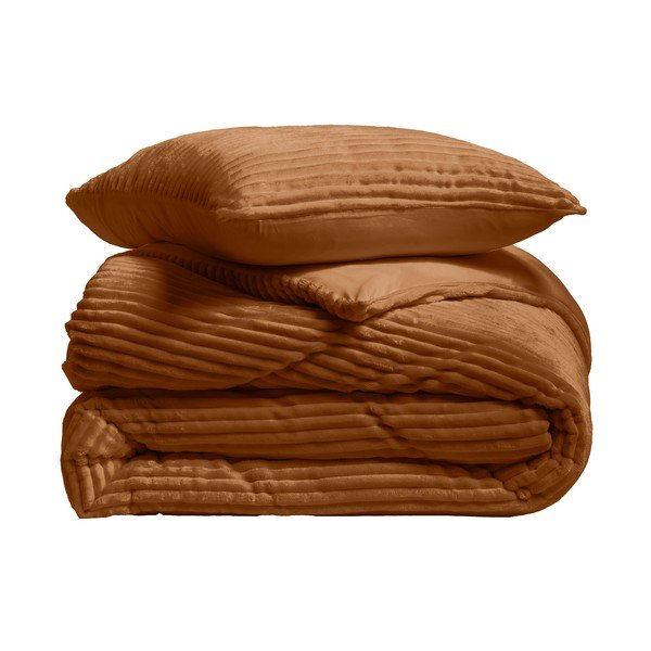 Jasnobrązowa flanelowa pościel dwuosobowa 3-częściowa 240x220 cm Veloutea – douceur d'intérieur