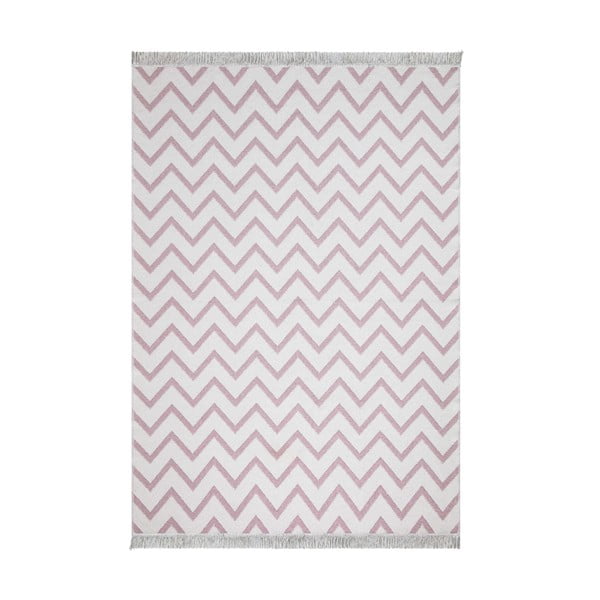 Biało-różowy bawełniany dywan Oyo home Duo, 60 x 100 cm