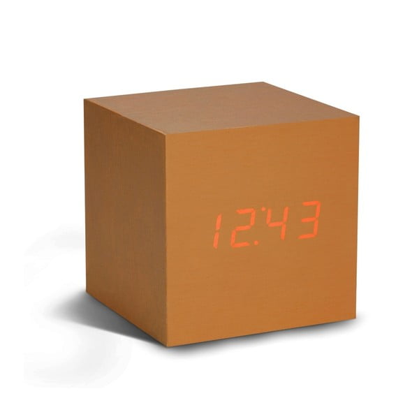 Miedziany budzik z czerwonym wyświetlaczem LED Gingko Cube Click Clock