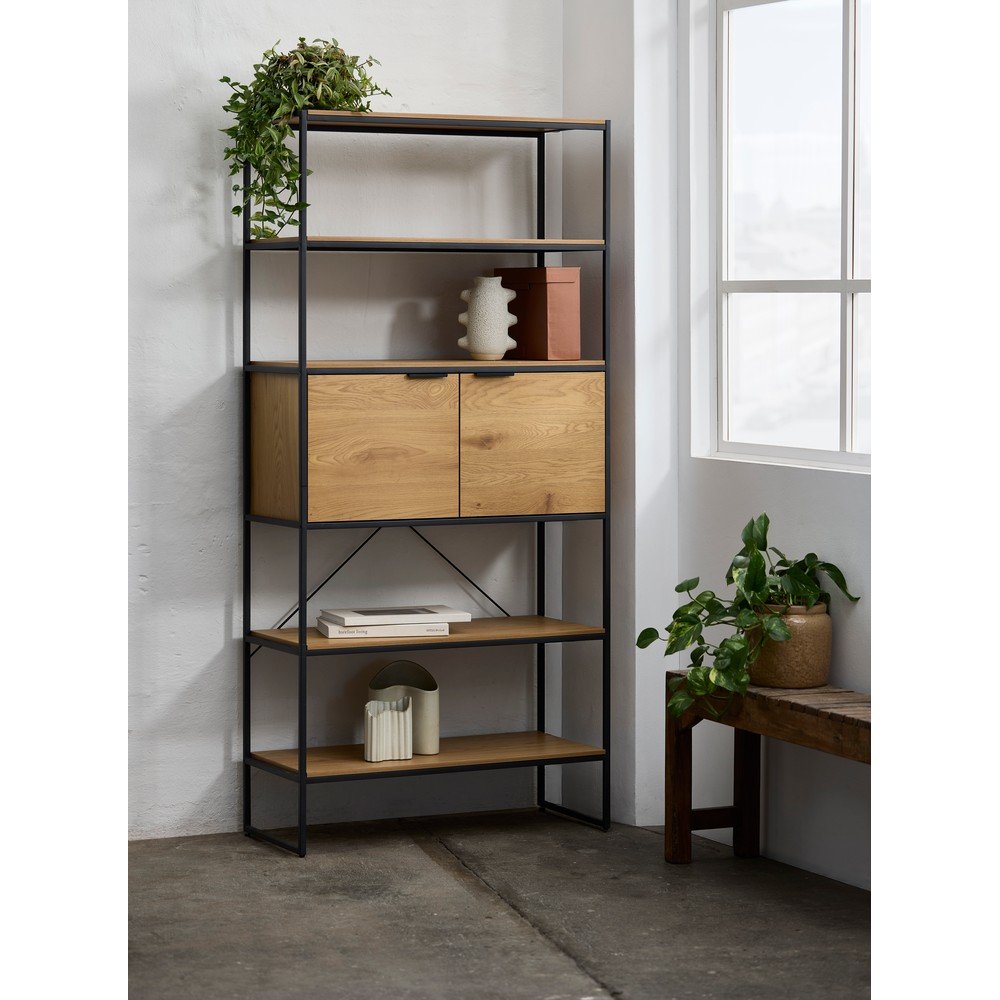 Regał w dekorze dębu w naturalnym kolorze 90x190x40 cm Cesura – Unique Furniture (zdjęcie 3)