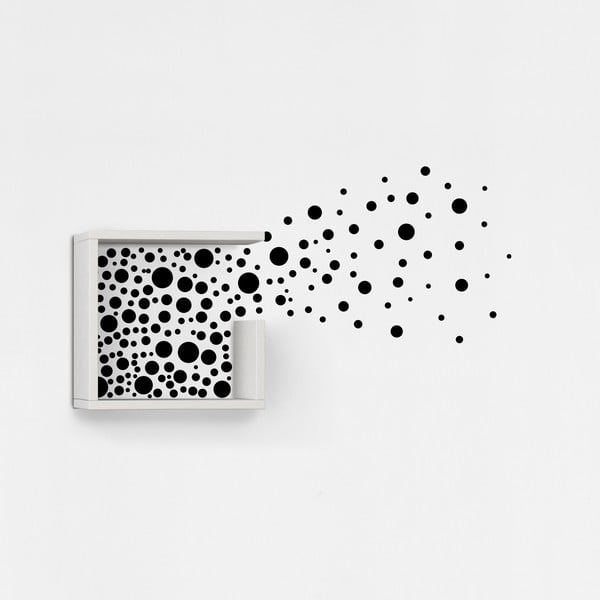 Czarno-biała półka z naklejką dekoracyjną Bubbles
