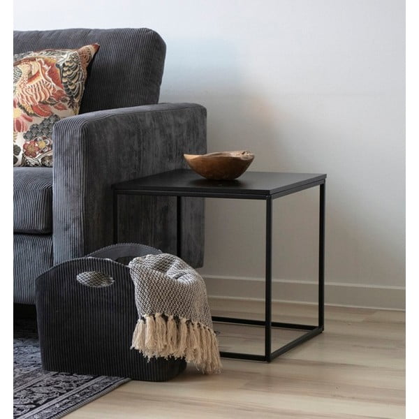 Czarny stolik ze stalową konstrukcją House Nordic Vita, 45x45 cm-image-1