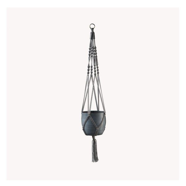 Szary wiszący kwietnik ze sznurka Big pots, dł. 90 cm-image-1