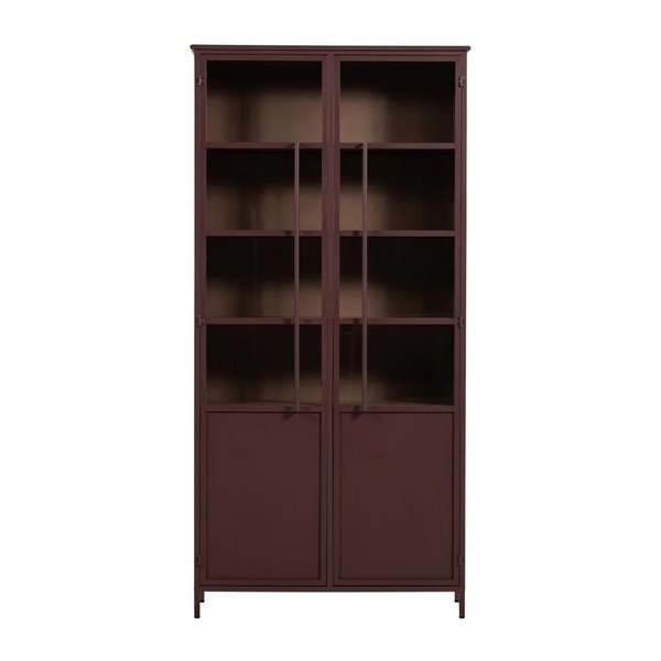 Bordowa metalowa witryna 99x203x45 cm Exhibit – WOOOD