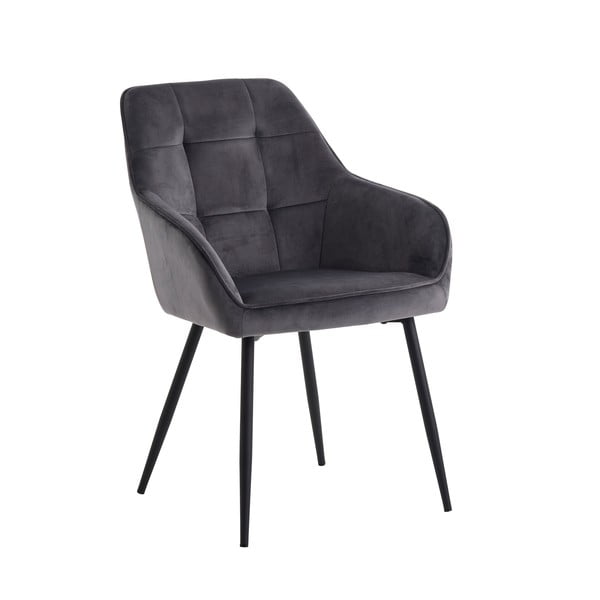 Szare tapicerowane fotele jadalniane zestaw z podłokietnikami 2 szt. Nolan Square – Unique Furniture