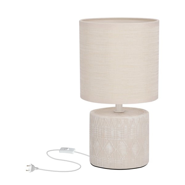 Beżowa lampa stołowa z tekstylnym kloszem (wys. 26 cm) Dina – Candellux Lighting