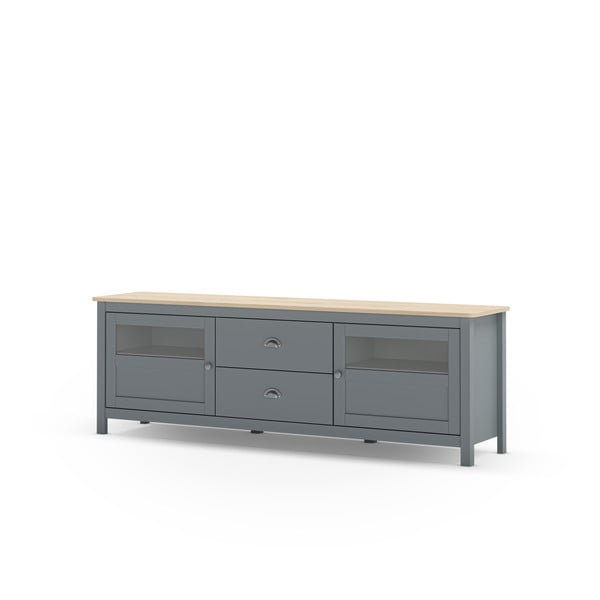 Szarozielona szafka pod TV z litego drewna sosnowego 180x59x40 cm Misti – Marckeric-image-2