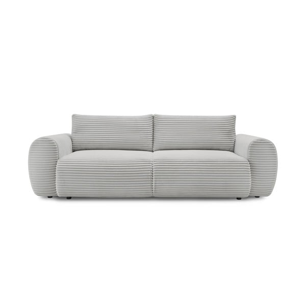 Jasnoszara sztruksowa rozkładana sofa 257 cm Lucien – Bobochic Paris