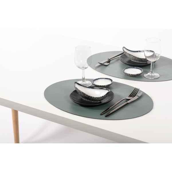 Niebieska mata stołowa ze skóry z recyklingu ZicZac Titane, 33x45 cm-image-1