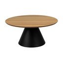 Czarny okrągły stolik z blatem w dekorze dębu ø 85 cm Soli – Actona