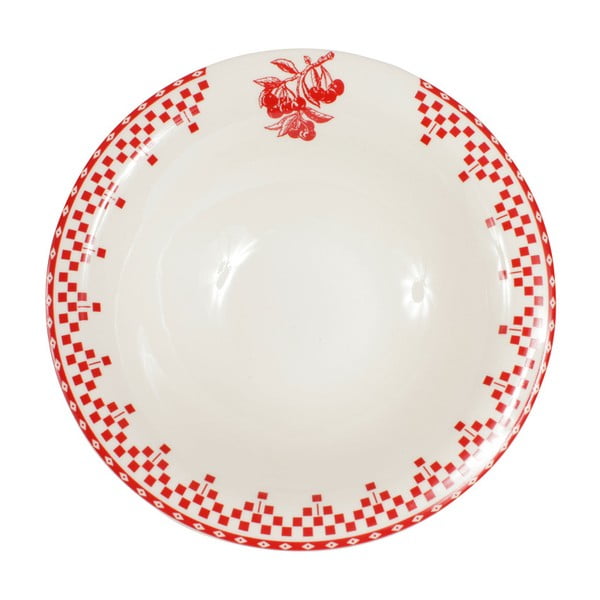 Czerwono-biały talerz Comptoir de Famille Damier, 20 cm