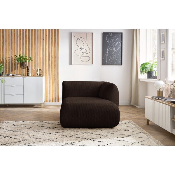 Ciemnobrązowy sztruksowy moduł sofy (prawostronny) Lecomte – Bobochic Paris-image-1