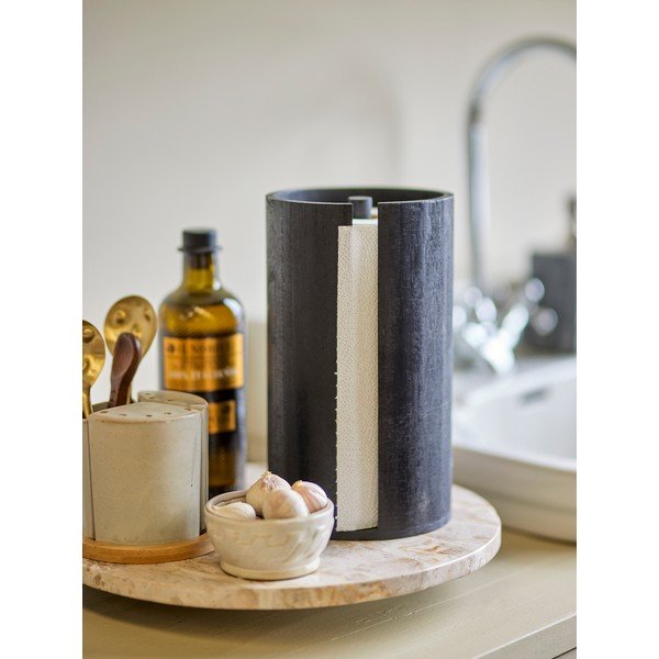 Czarny drewniany stojak na ręczniki papierowe ø 14,5 cm Celian – Bloomingville-image-1