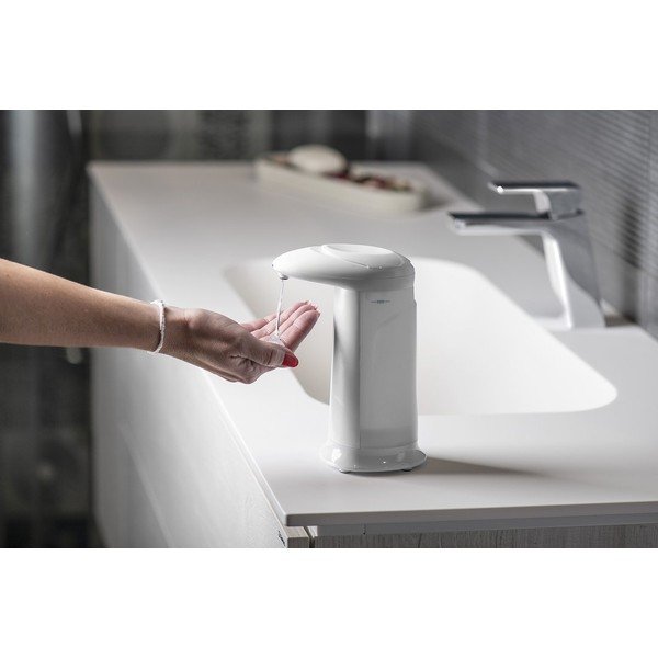 Biały automatyczny plastikowy dozownik do mydła 350 ml Aqualine  – Sapho-image-1