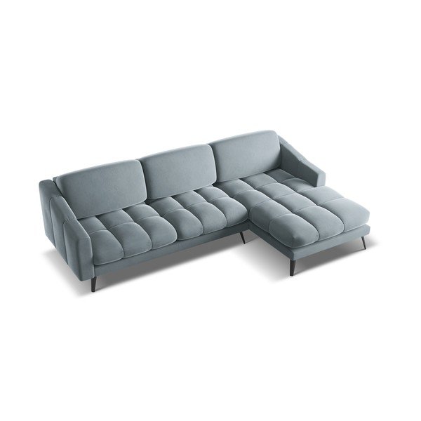 Jasnoniebieski aksamitny narożnik (prawostronny) Nalu – Makamii-image-4