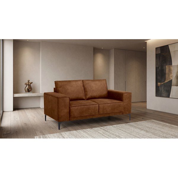 Koniakowa sofa z imitacji skóry 164 cm Copenhagen – Scandic-image-4
