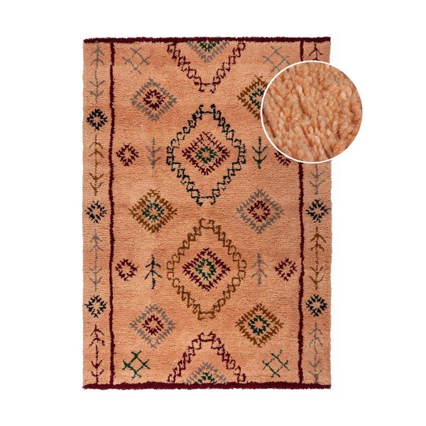 Łososiowy wełniany dywan tkany ręcznie 160x230 cm Moroccan Sahara – Flair Rugs