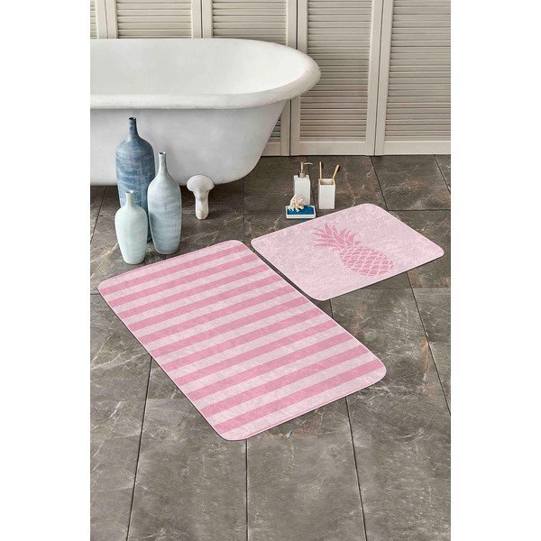 Różowe aksamitne dywaniki łazienkowe zestaw 2 szt. 60x100 cm – Mila Home-image-2