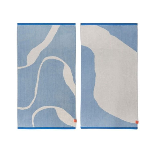 Biało-niebieskie ręczniki z bawełny organicznej zestaw 2 szt. 50x90 cm Nova Arte – Mette Ditmer Denmark