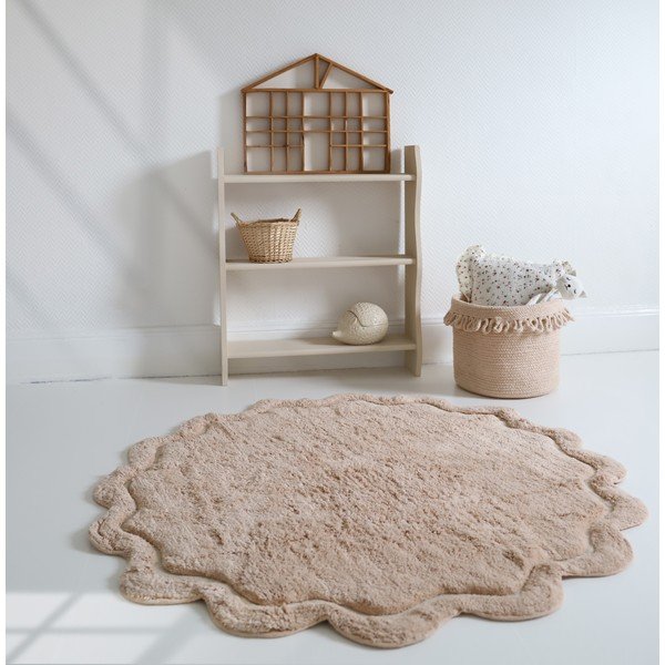 Jasnoróżowy bawełniany okrągły dywan tkany ręcznie odpowiedni do prania ø 110 cm Sweet April Nude – Nattiot-image-1