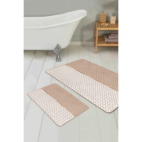 Beżowe dywaniki łazienkowe zestaw 2 szt. 60x100 cm – Mila Home-image-2