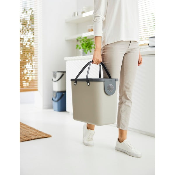 Jasnobrązowy kosz na śmieci do segregacji odpadów z plastiku z recyklingu 25 l Albula – Rotho-image-1