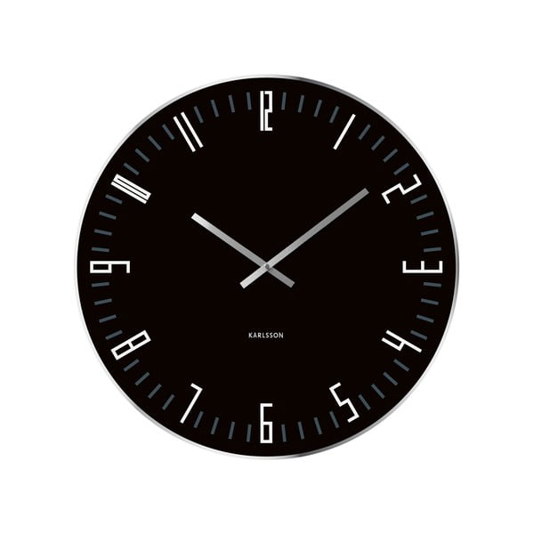 Czarny zegar ścienny Present Time XL Slim