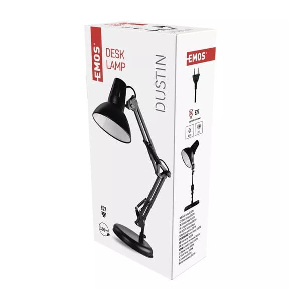Czarna lampa stołowa (wys. 46 cm) Dustin – EMOS-image-1