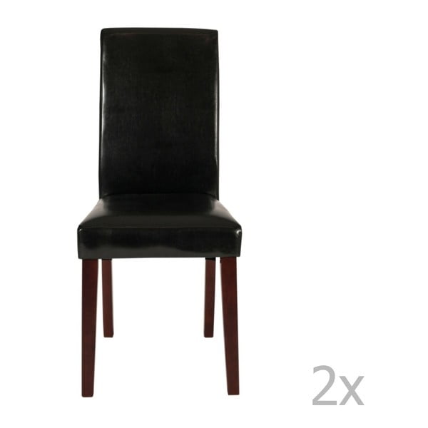 Zestaw 2 czarnych krzeseł skórzanych SOB