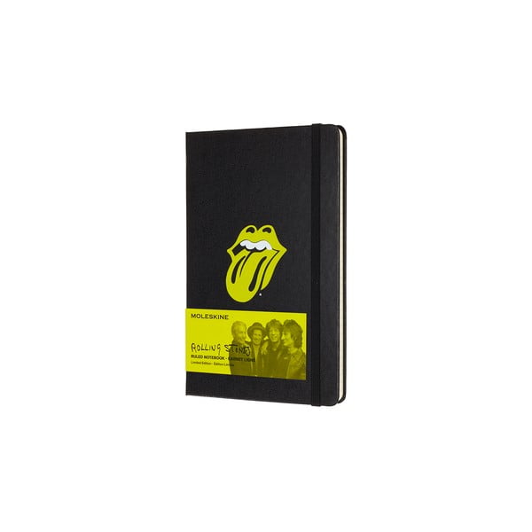 Czarny notatnik w linie w twardej oprawie Moleskine Rolling Stones, 240 stron