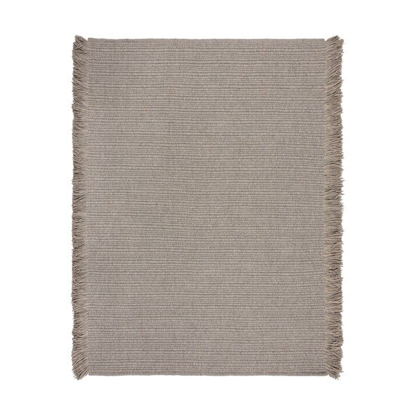 Szary dywan z mieszanki wełny tkany ręcznie 160x230 cm Rene Fringed Ribbed – Flair Rugs