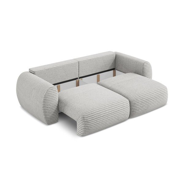 Jasnoszara sztruksowa rozkładana sofa ze schowkiem 266 cm Kini – Makamii-image-4