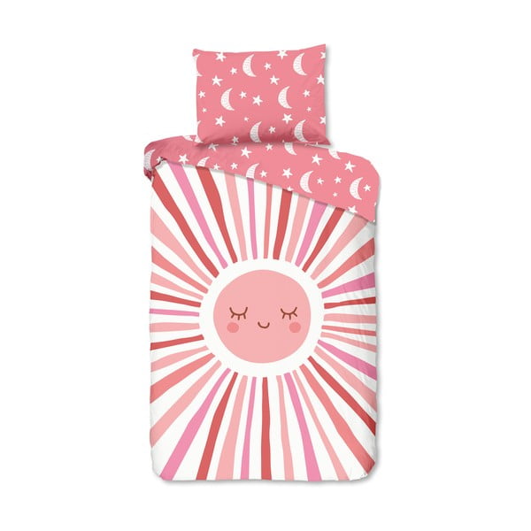 Różowa bawełniana pościel dziecięca jednoosobowa 140x200 cm Sunny – Good Morning