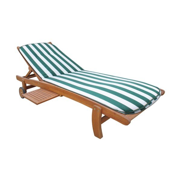 Biało-zielona ogrodowa poduszka do siedzenia na leżak 60x192 cm Cardiff – Sun Garden