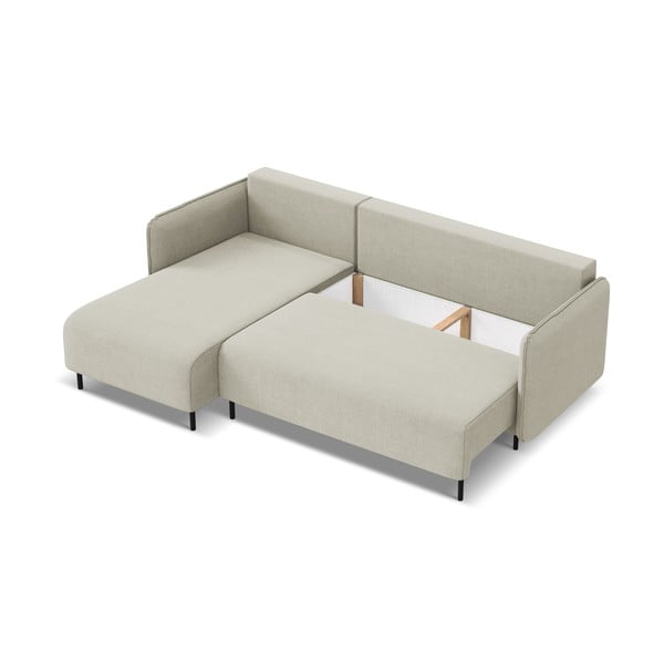Beżowy rozkładany/ze schowkiem narożnik (lewostronny) Luana – Makamii-image-3