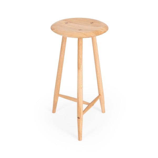 Hoker z litego drewna dębowego w naturalnym kolorze (wysokość siedziska 65 cm) Blanc – Gazzda-image-4