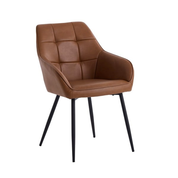 Brązowe tapicerowane fotele jadalniane zestaw z podłokietnikami 2 szt. Nolan Square – Unique Furniture