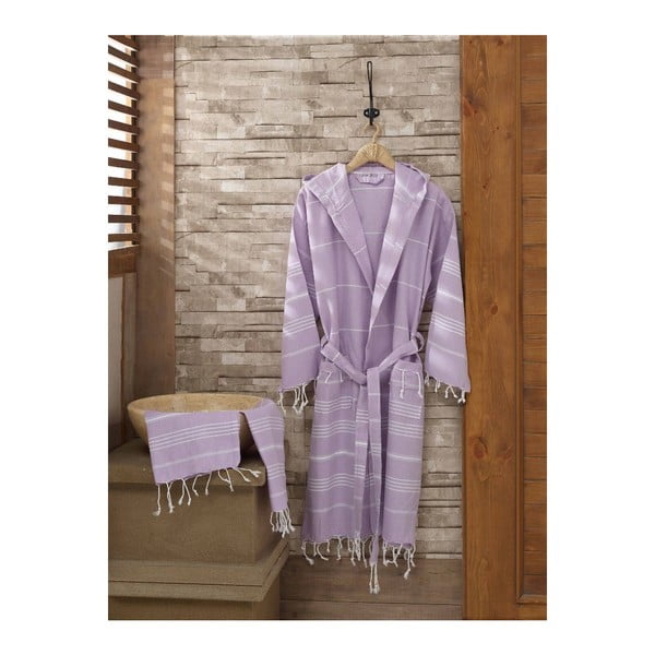 Zestaw szlafrok i ręcznik Sultan Lilac, rozmiar S/M