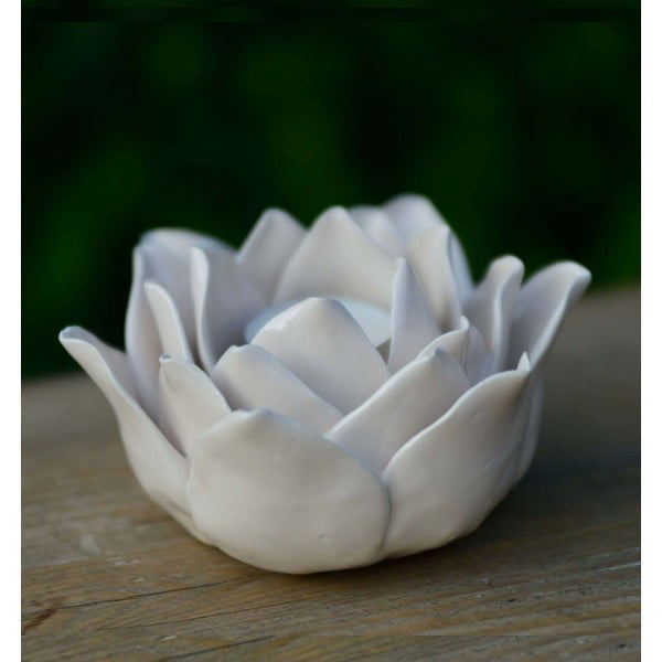 Ceramiczny świecznik Lotos, biały