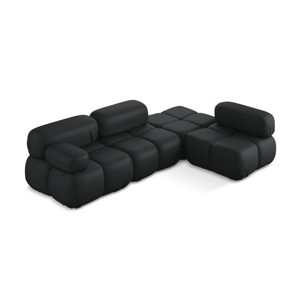 Czarny narożnik modułowy z imitacji skóry (prawostronny) Lokua – Makamii-image-2