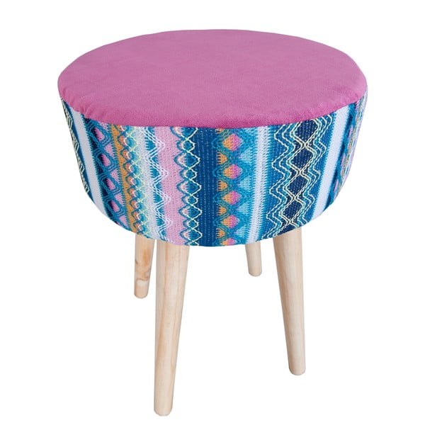 Różowo-niebieski taboret Clayre & Eef Vagon-image-1