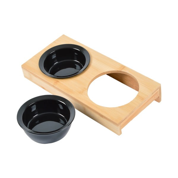 Bambusowy zestaw misek ze stojakiem dla psów ø 12 cm – Love Story-image-2