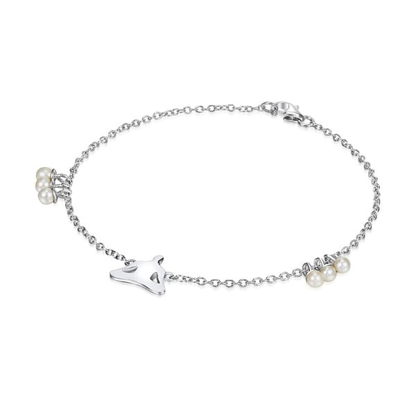 Srebrna
  bransoletka z perłami i zawieszką Chakra Pearls Lotus, 19 cm