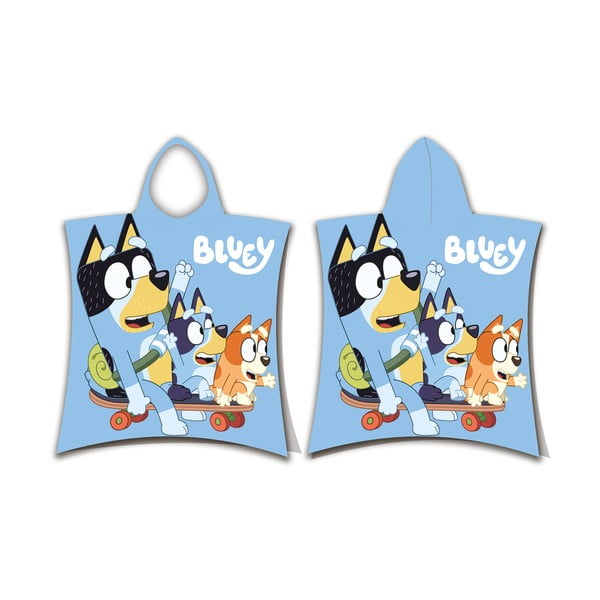 Niebieskie bawełniane ponczo dziecięce w rozmiarze 3-8 lat Bluey Skate – Jerry Fabrics