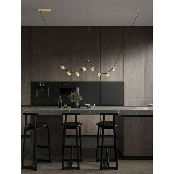 Aluminiowa lampa wisząca LED ze ściemniaczem w kolorze mosiądzu ze szklanym kloszem Luma – Nova Luce-image-1