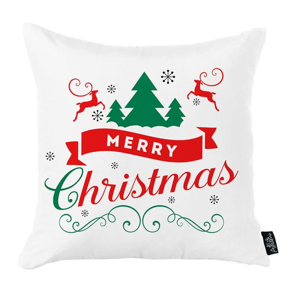 Biała poszewka na poduszkę ze świątecznym motywem Mike & Co. NEW YORK Honey Merry Christmas, 45x45 cm