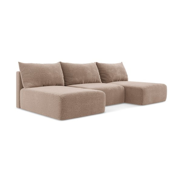 Jasnobrązowy rozkładany/ze schowkiem narożnik Kalena – Makamii-image-2