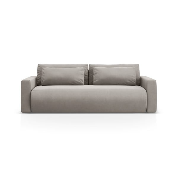 Jasnoszara aksamitna rozkładana sofa ze schowkiem 238 cm Belfast – Cosmopolitan Design