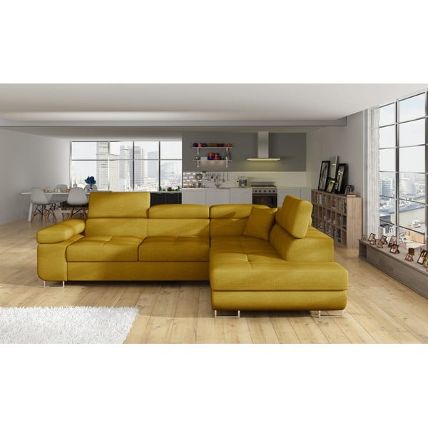 Żółty rozkładany/ze schowkiem narożnik (prawostronny/w kształcie litery L) Anton – ELTAP-image-1