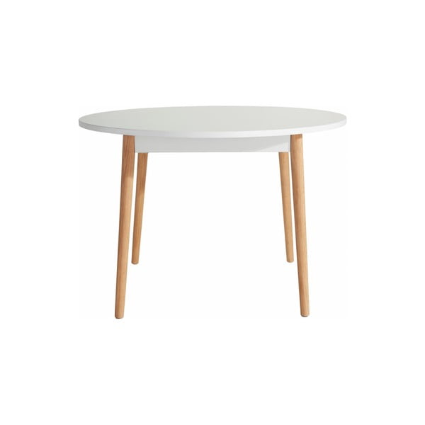 Biały stół do jadalni z nogami z dębowym dekorem Støraa Oregon, ⌀ 110 cm